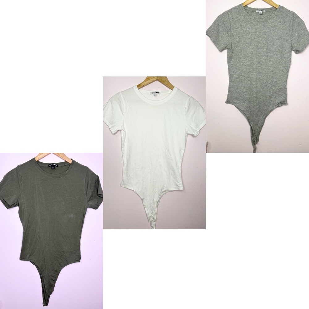 3 FASHION NOVA Solid Color Bodysuits